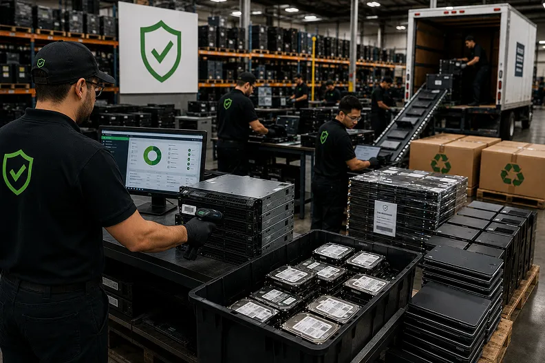 Enterprise IT fleet staged for serial-tracked asset disposition